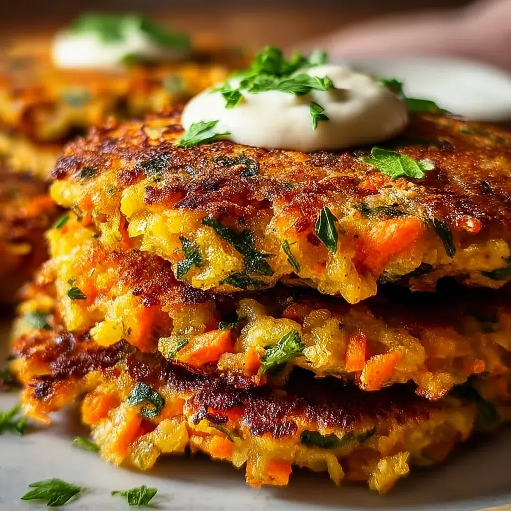 Delicious carrot and chickpea patties served on a plate