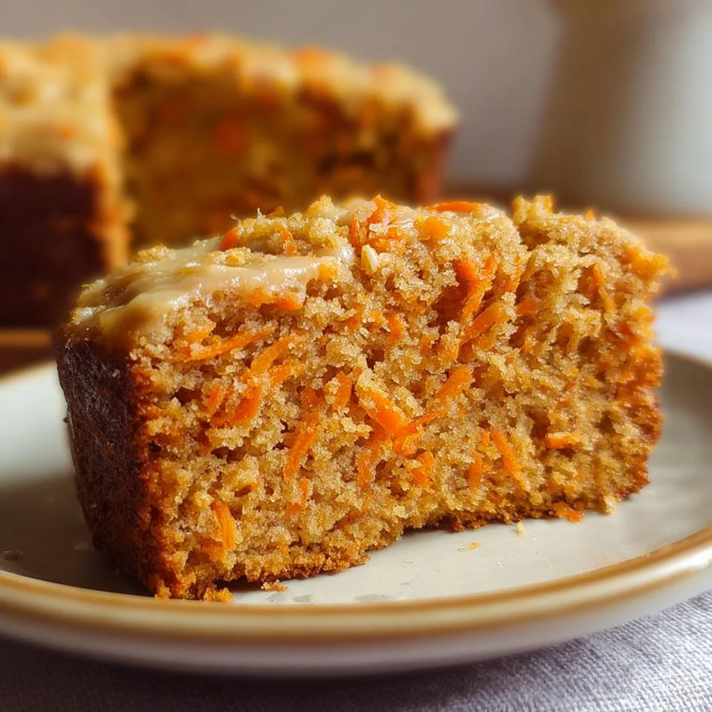 Homemade healthy carrot cake topped with cream cheese frosting and walnuts