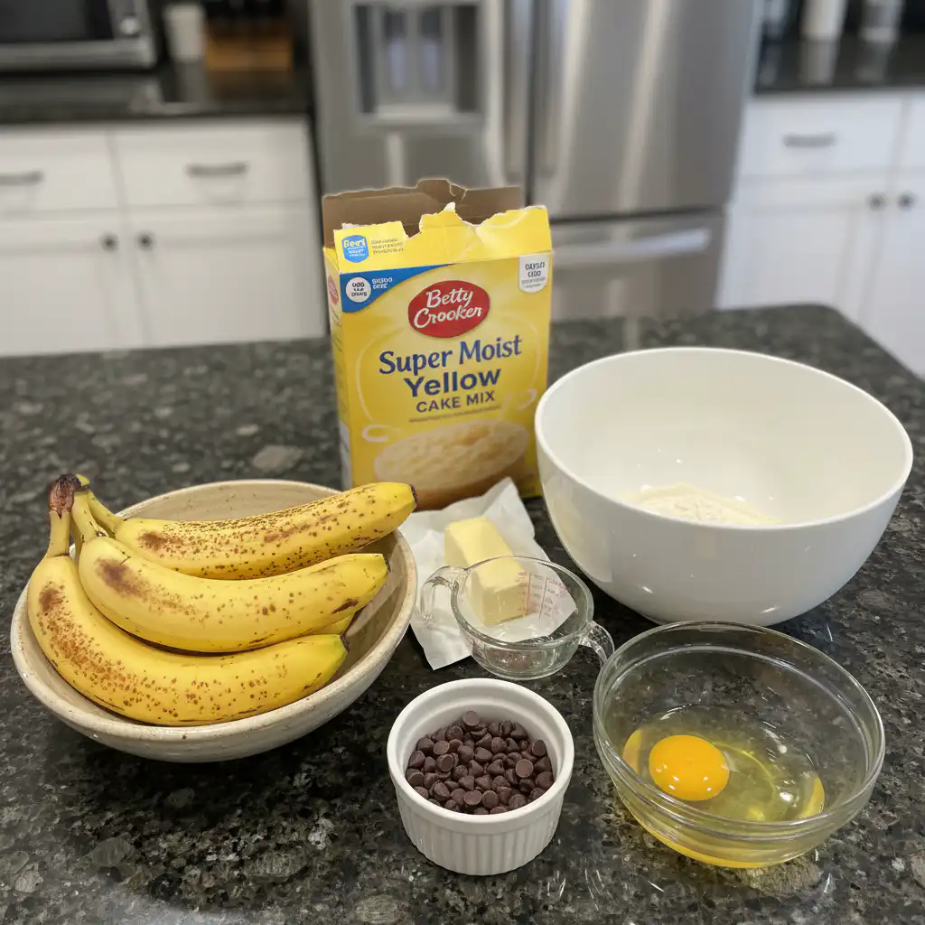 Ingredients for Easy 3-Ingredient Banana Bread with a Brown Butter Swirl