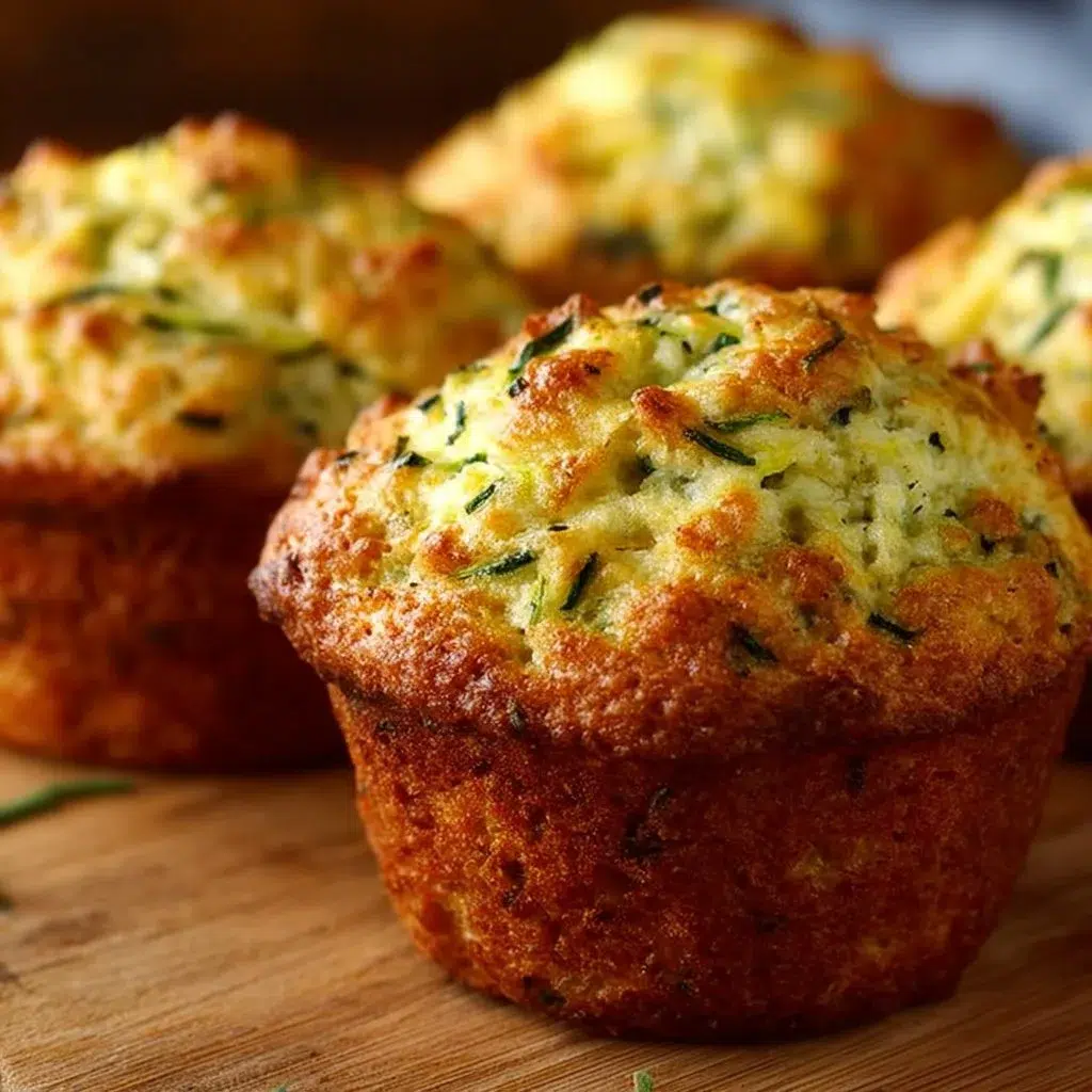 Plate of soft and moist Greek yogurt zucchini muffins fresh out of the oven.