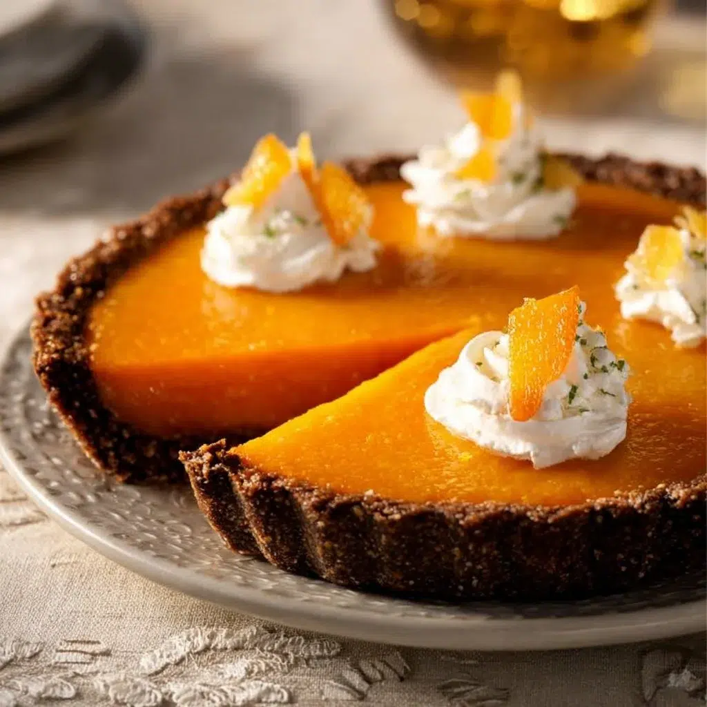 Slice of easy honey carrot pie, warm and delicious dessert with fresh carrots and honey.