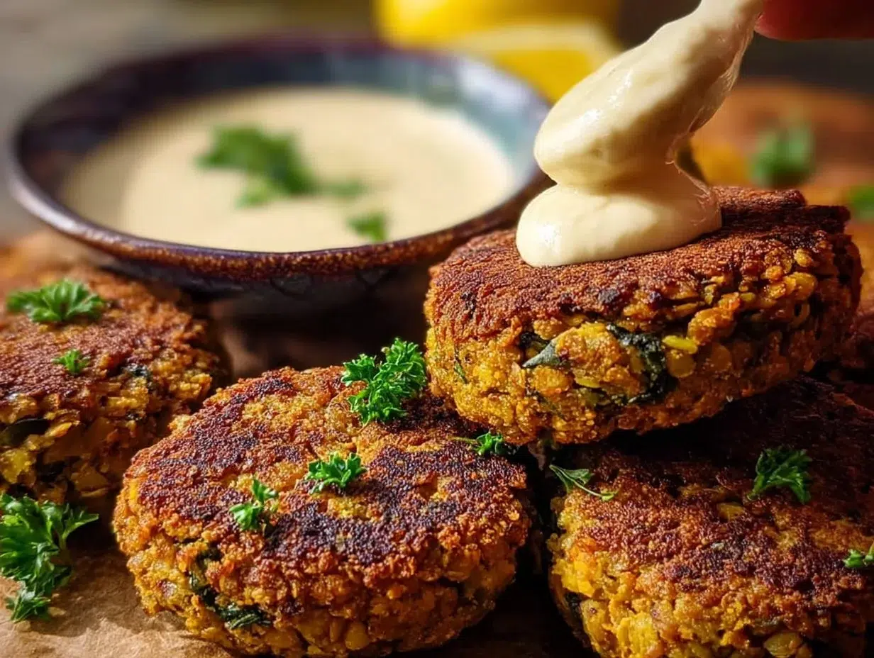 Lentil Patties with Lemon Tahini Dip