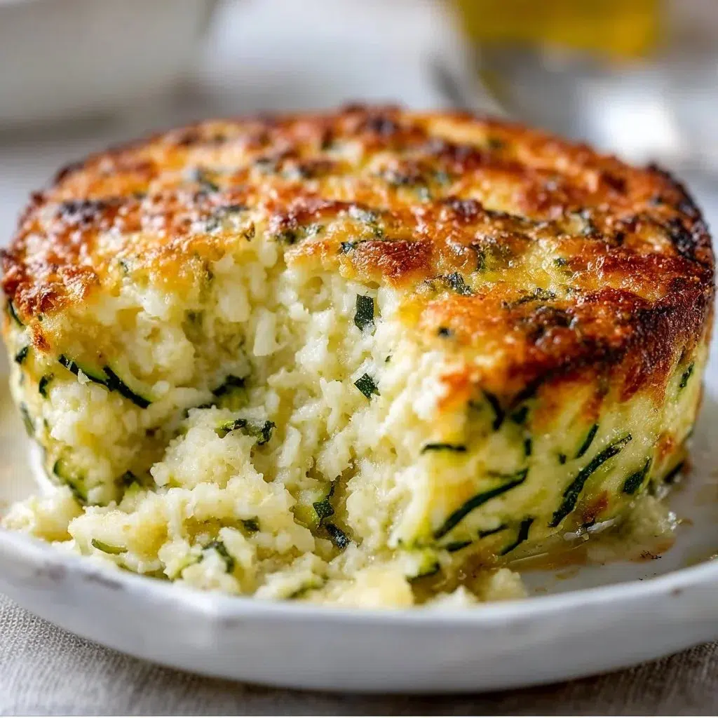Cheesy grated zucchini casserole bake served in a dish