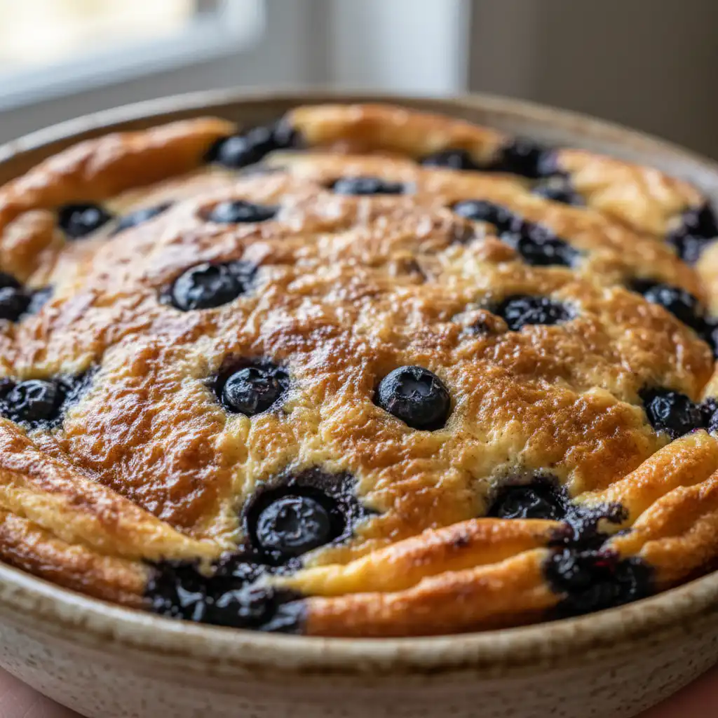 Every Meal, Made Irresistible 5 A golden-brown pancake casserole, baked to perfection, topped with fresh berries and maple syrup.