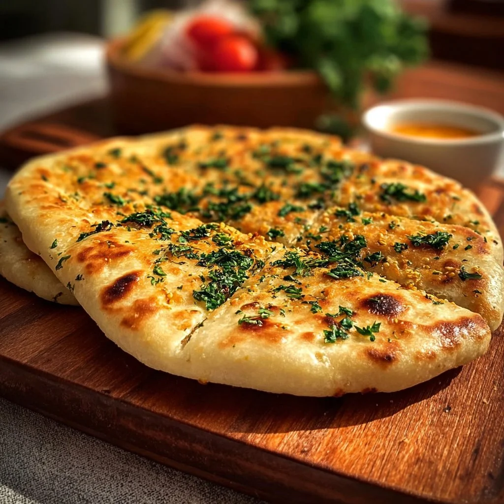 Savory Mediterranean flatbread made with red lentils, ready to serve.