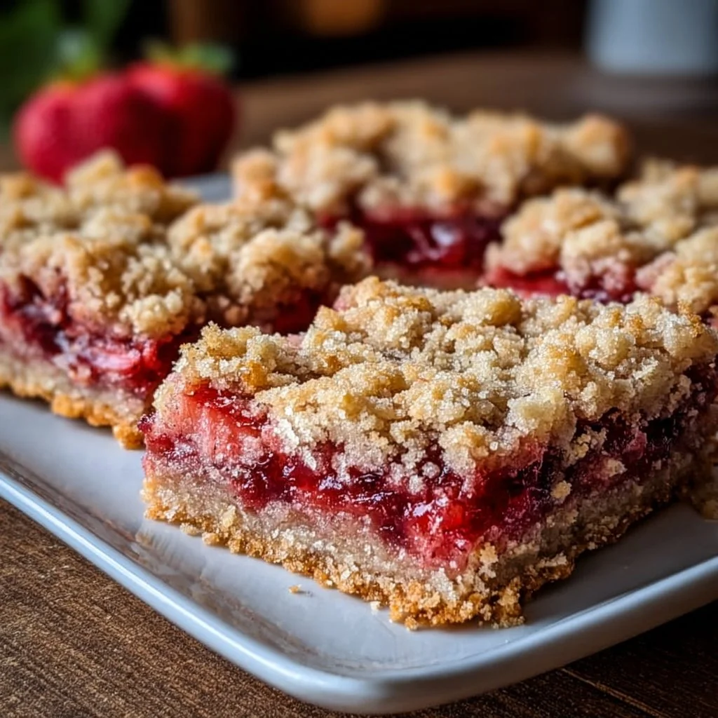 Strawberry Rhubarb Crumb Bars Recipe