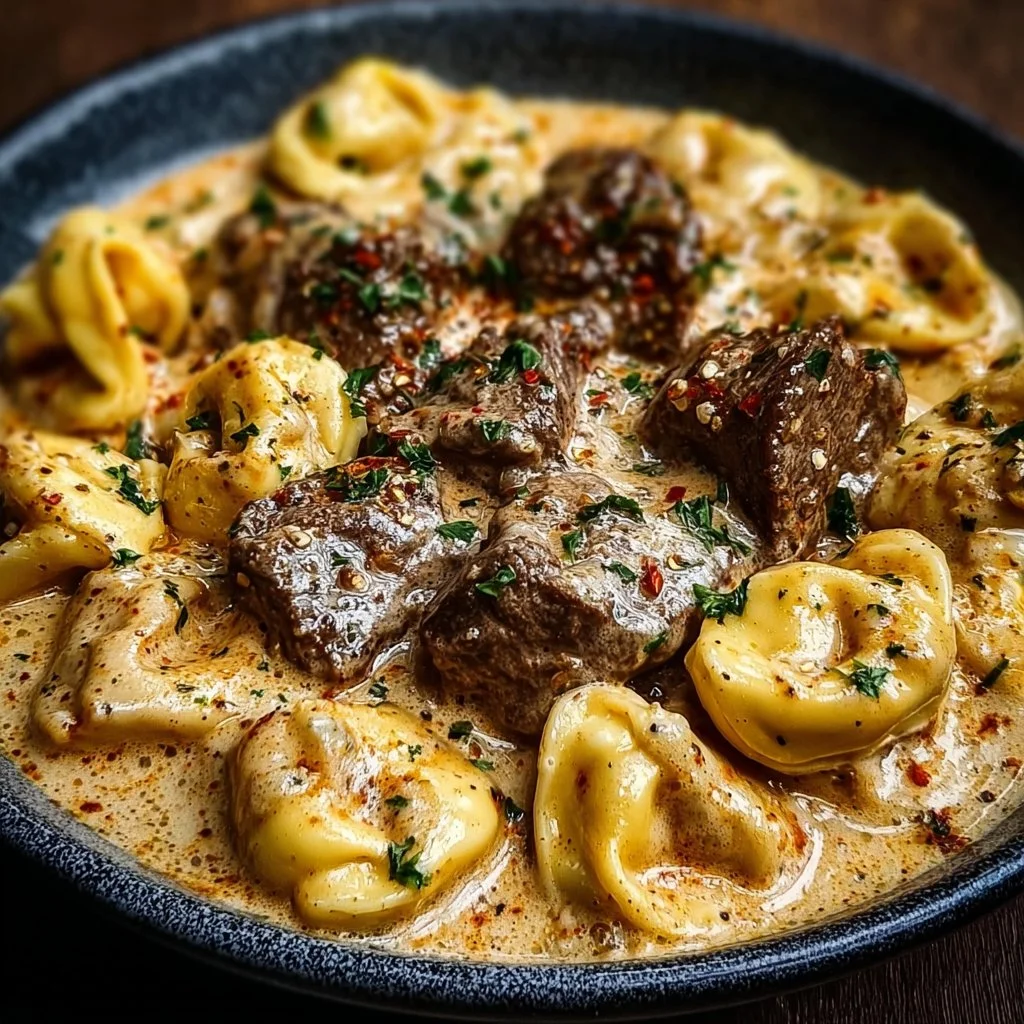 Cracked Garlic Steak Tortellini in Creamhouse Sauce Bliss