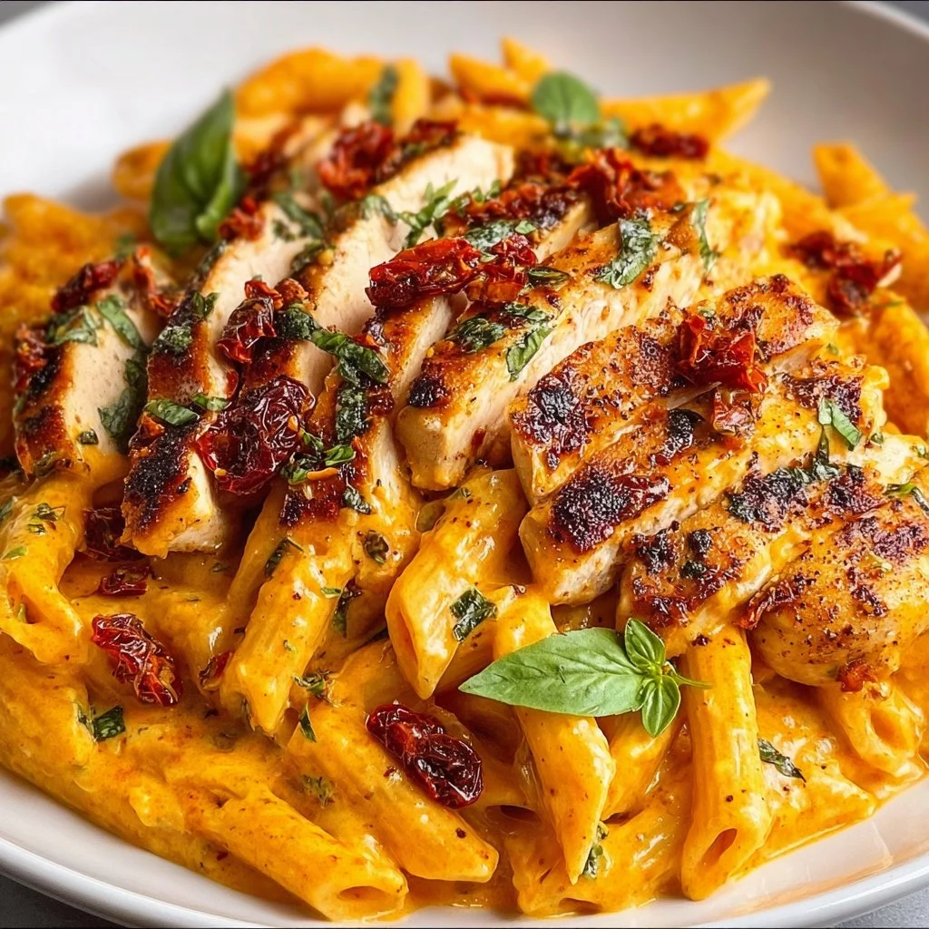 Creamy Marry Me Chicken pasta served in a bowl with fresh herbs