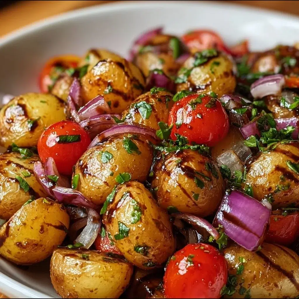 Crispy balsamic potato salad with fresh herbs and roasted potatoes