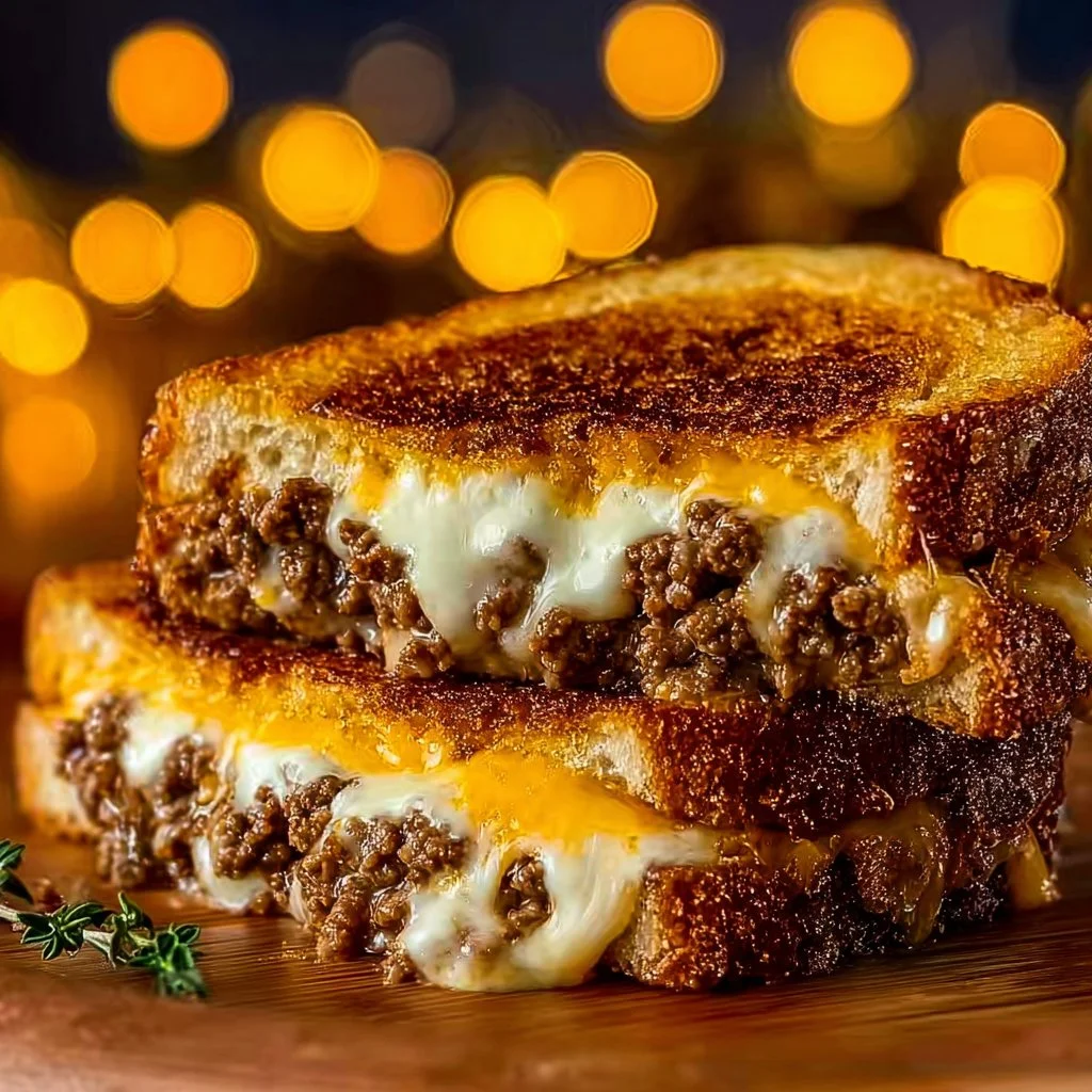 Crispy Cheesy Ground Beef Melt served with toppings