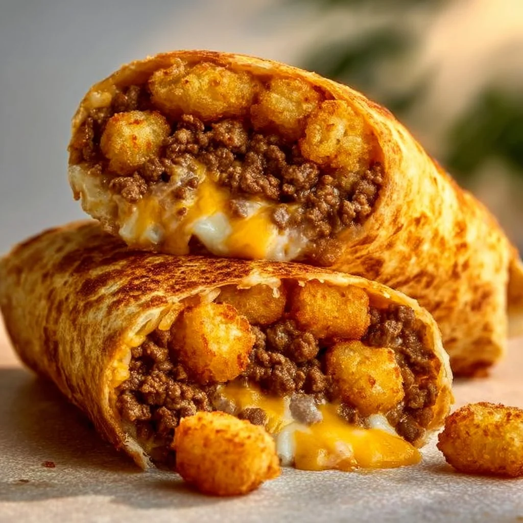 Crispy cheesy potato burritos served on a plate, garnished with fresh cilantro.