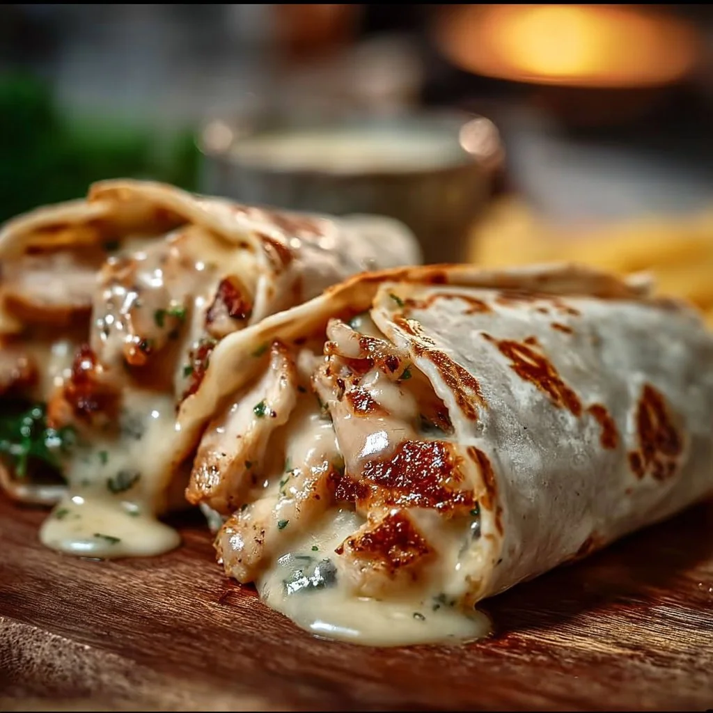 Cheesy Garlic Chicken Wraps