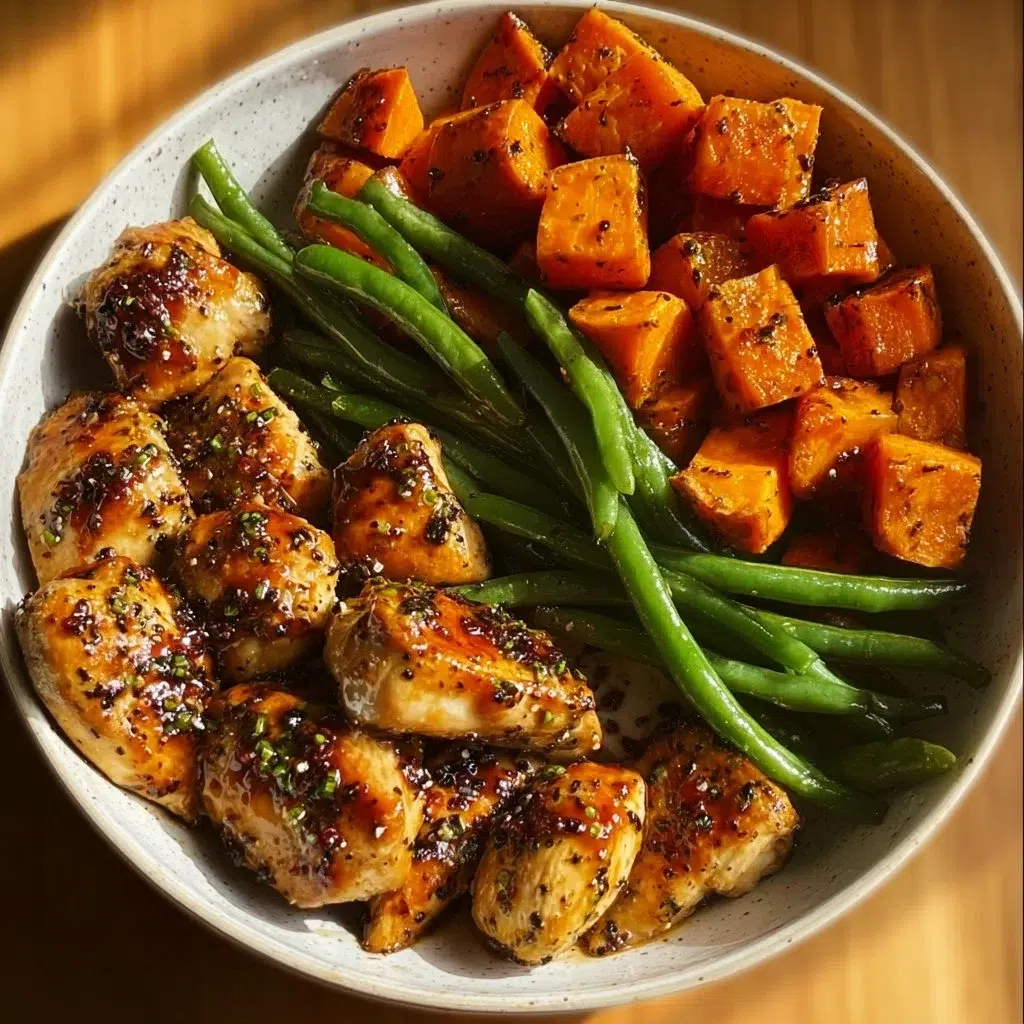 Delicious honey garlic chicken served with sweet potatoes for a quick dinner.
