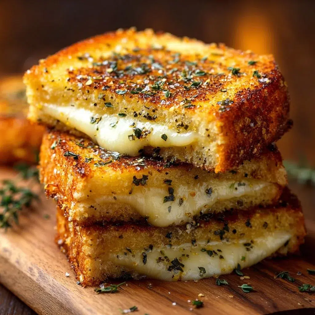 Easy garlic bread grilled cheese sandwich melted cheese on garlic crust