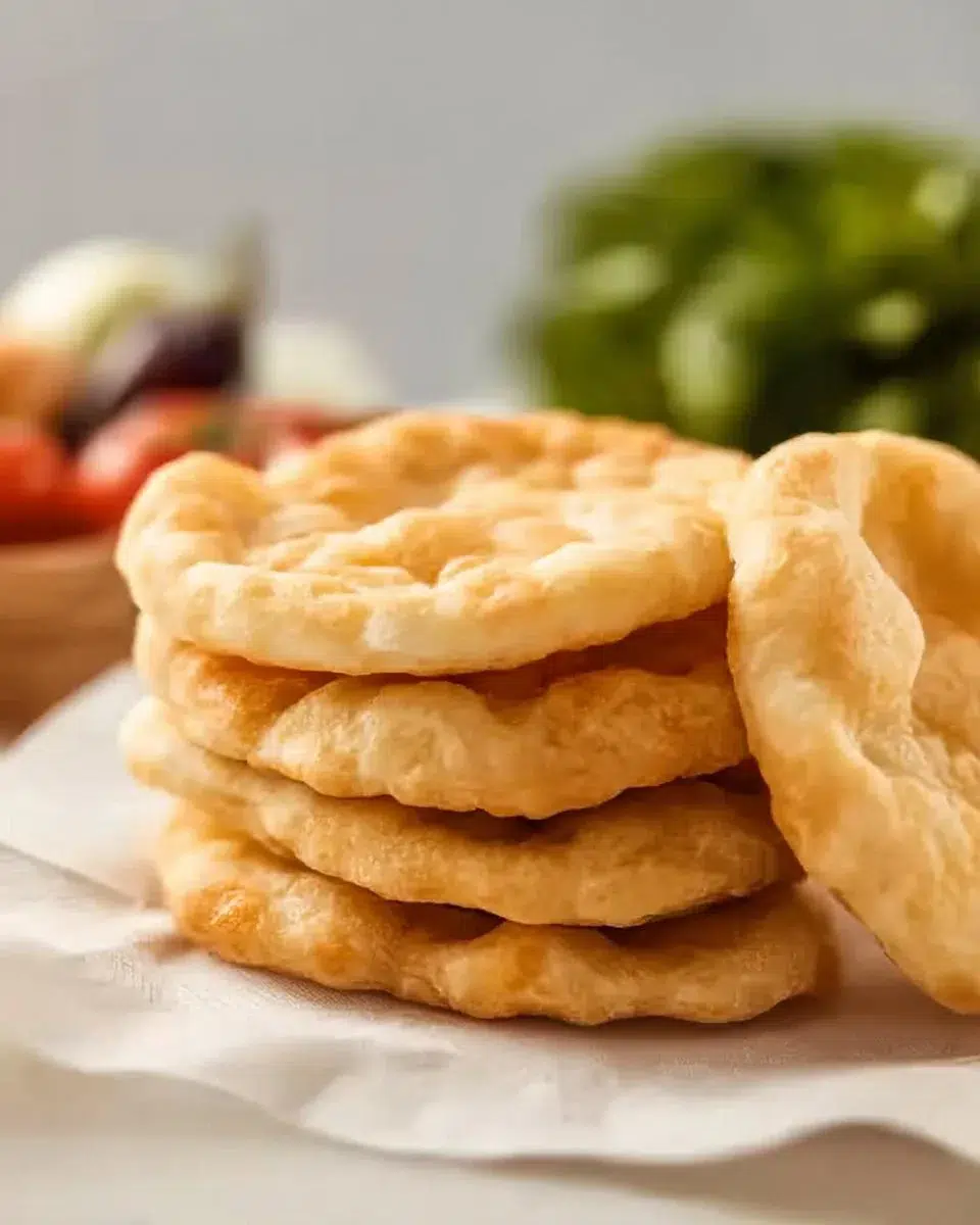 Easy Indian Fry Bread Recipe – Perfect Golden Fry 1 Golden-brown Indian fry bread served on a plate with toppings