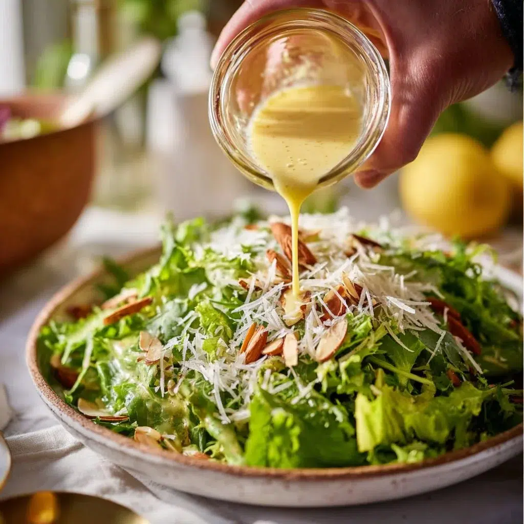 Easy Lemon Citrus Vinaigrette 3 Bowl of easy lemon citrus vinaigrette drizzled over a fresh salad