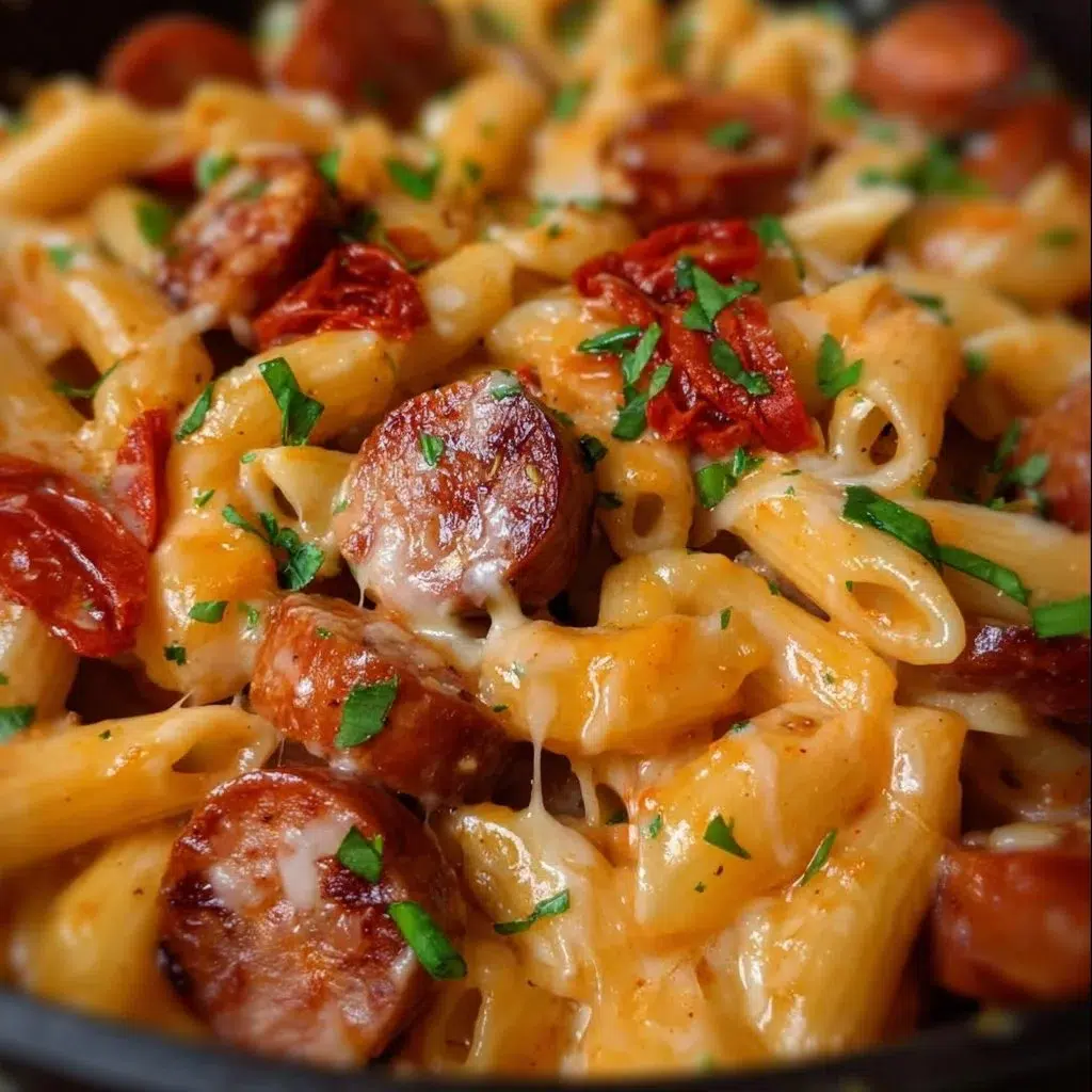 One Pan Cheesy Sausage Pasta 2 One Pan Cheesy Smoked Sausage & Pasta Recipe - Budget Savvy Diva