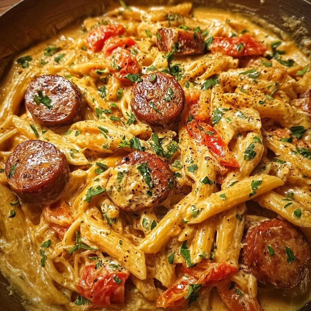 One-Pot Creamy Spicy Cajun Sausage Pasta