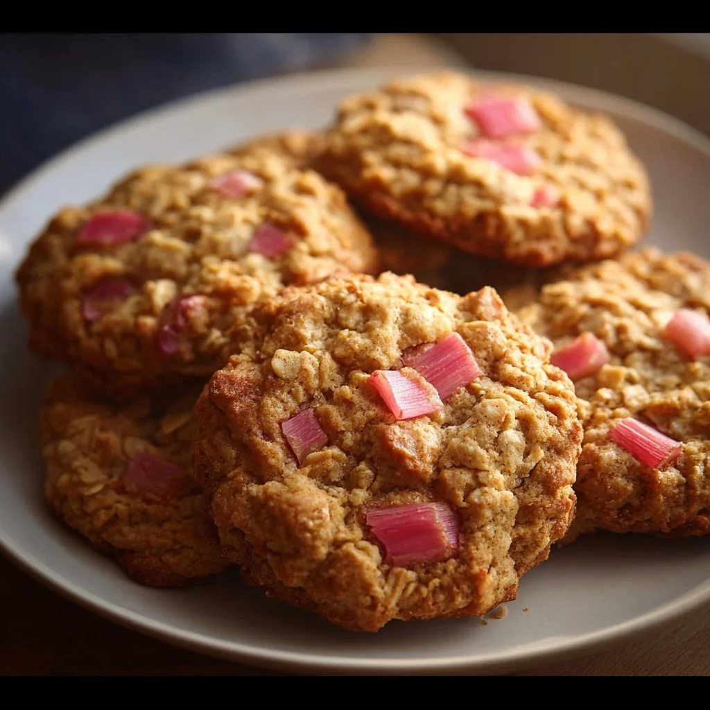 Soft brown sugar rhubarb cookies with a delicious texture and flavor