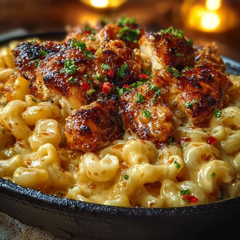 Honey Pepper Chicken with Creamy Mac and Cheese