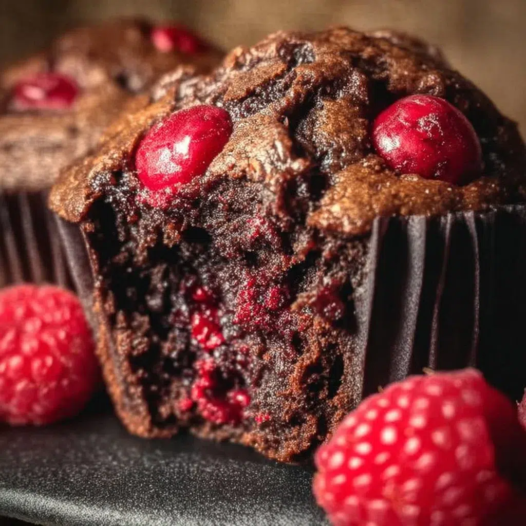 The Best Dark Chocolate Raspberry Muffins