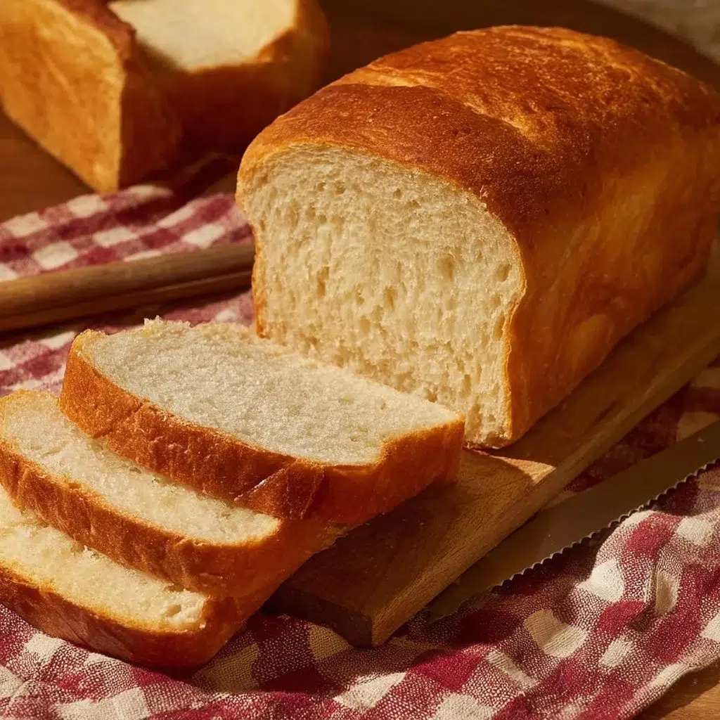 Sliced homemade buttermilk bread on a wooden cutting board