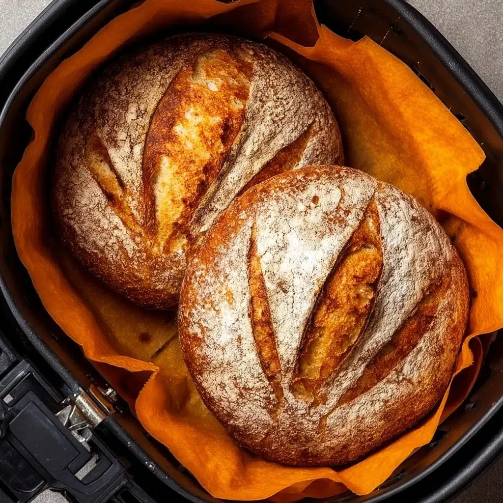 Freshly baked air fryer bread served in a basket